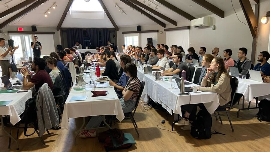 TRIQS tutorial at the Sherbrooke summer school, seen from the back of the lecture hall